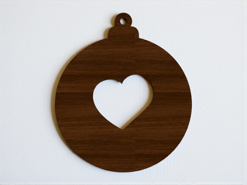 Laser Cut Christmas Bauble with Heart Cutout