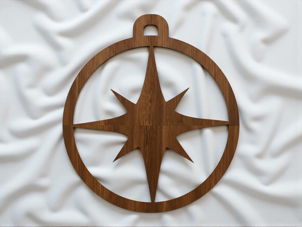 Laser Cut Compass Star Christmas Ornament