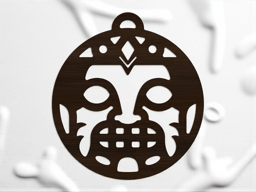 Laser Cut Tribal Face Christmas Tree Ornament