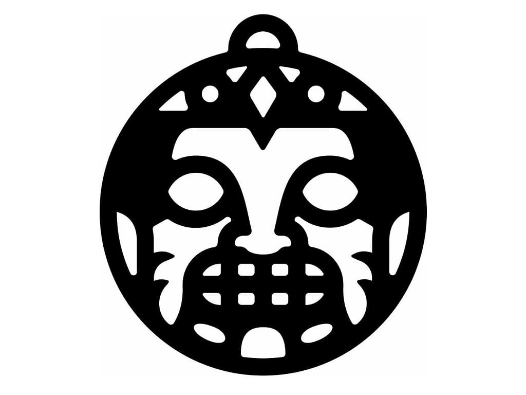 Laser Cut Tribal Face Christmas Tree Ornament