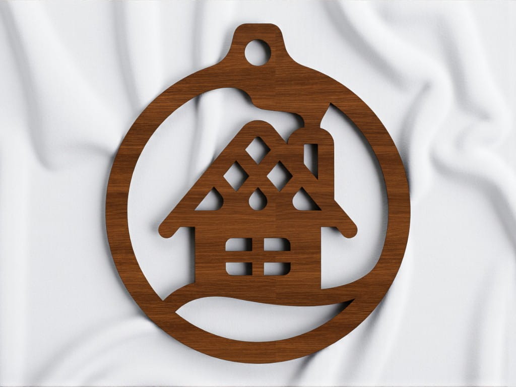 Laser Cut House Christmas Tree Ornament