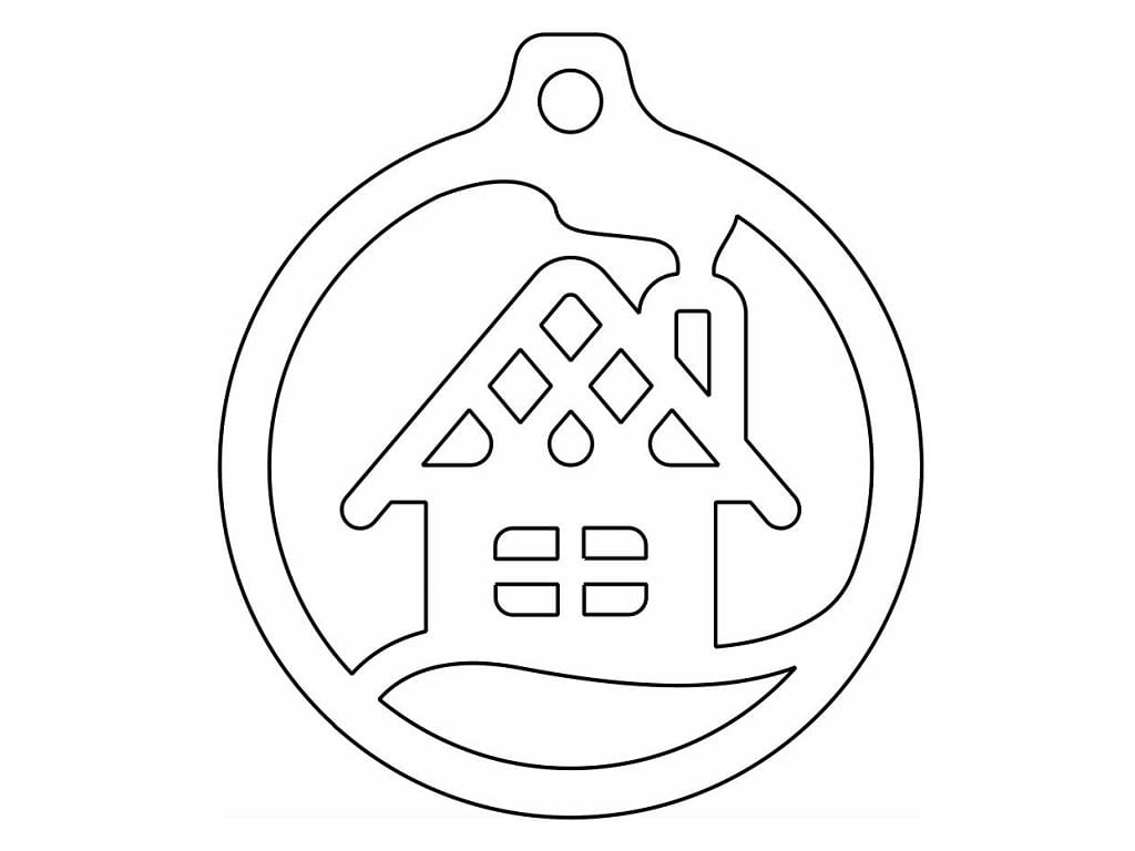 Laser Cut House Christmas Tree Ornament