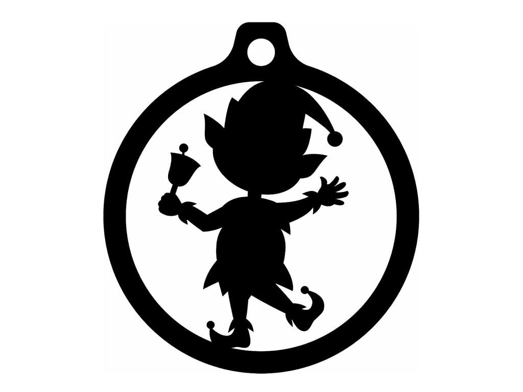 Laser Cut Elf with Bell Christmas Ornament