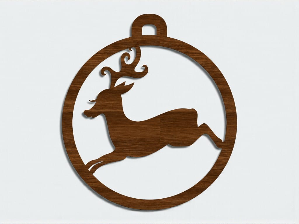 Laser Cut Running Reindeer Christmas Tree Ornament
