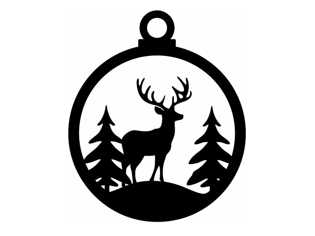 Laser Cut Trees with Deer Scene Christmas Ornament