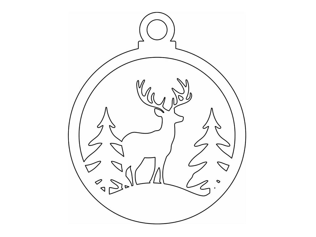 Laser Cut Trees with Deer Scene Christmas Ornament