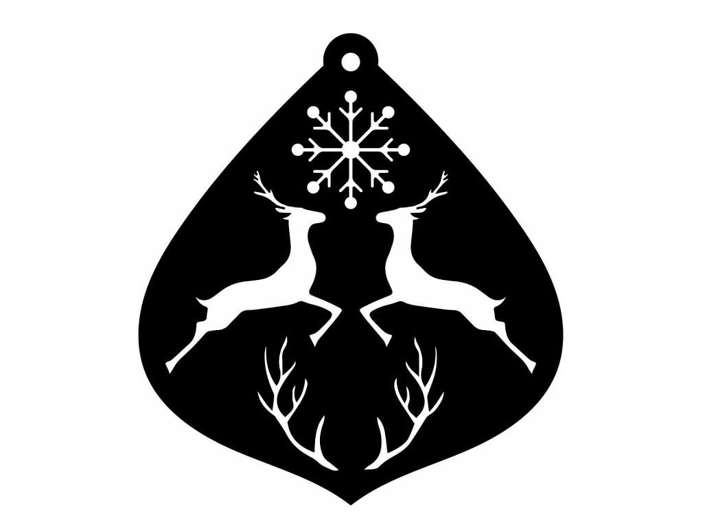 Laser Cut Deer with Snowflake Christmas Tree Ornament