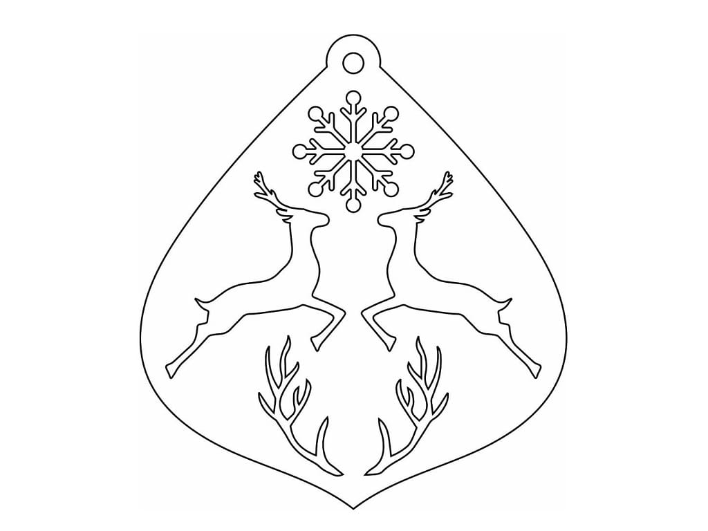Laser Cut Deer with Snowflake Christmas Tree Ornament