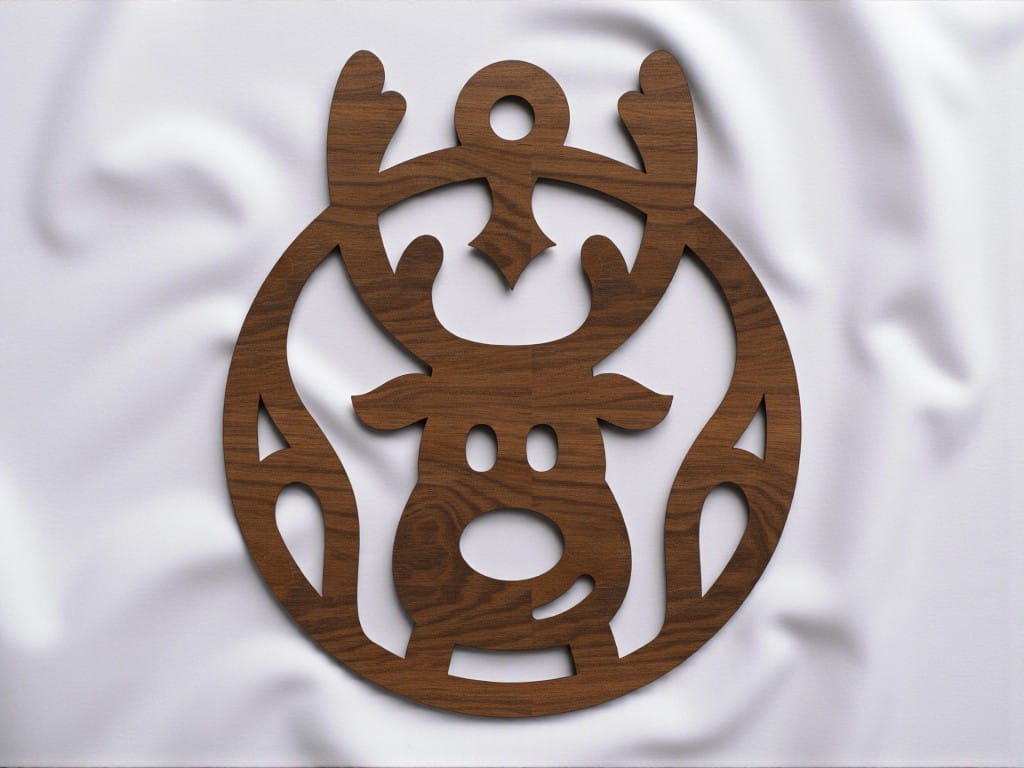 Laser Cut Cute Reindeer Christmas Bauble