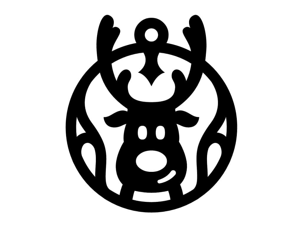 Laser Cut Cute Reindeer Christmas Bauble