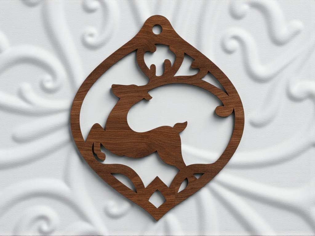 Laser Cut Decorative Christmas Deer Bauble