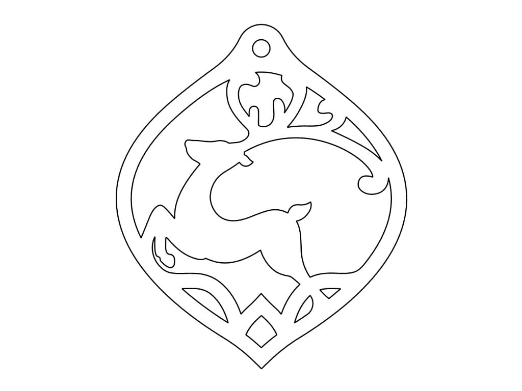 Laser Cut Decorative Christmas Deer Bauble