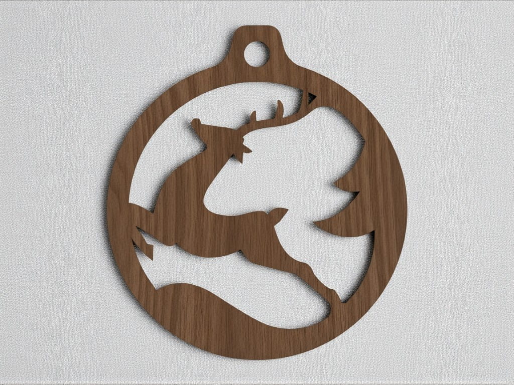 Laser Cut Reindeer Christmas Bauble