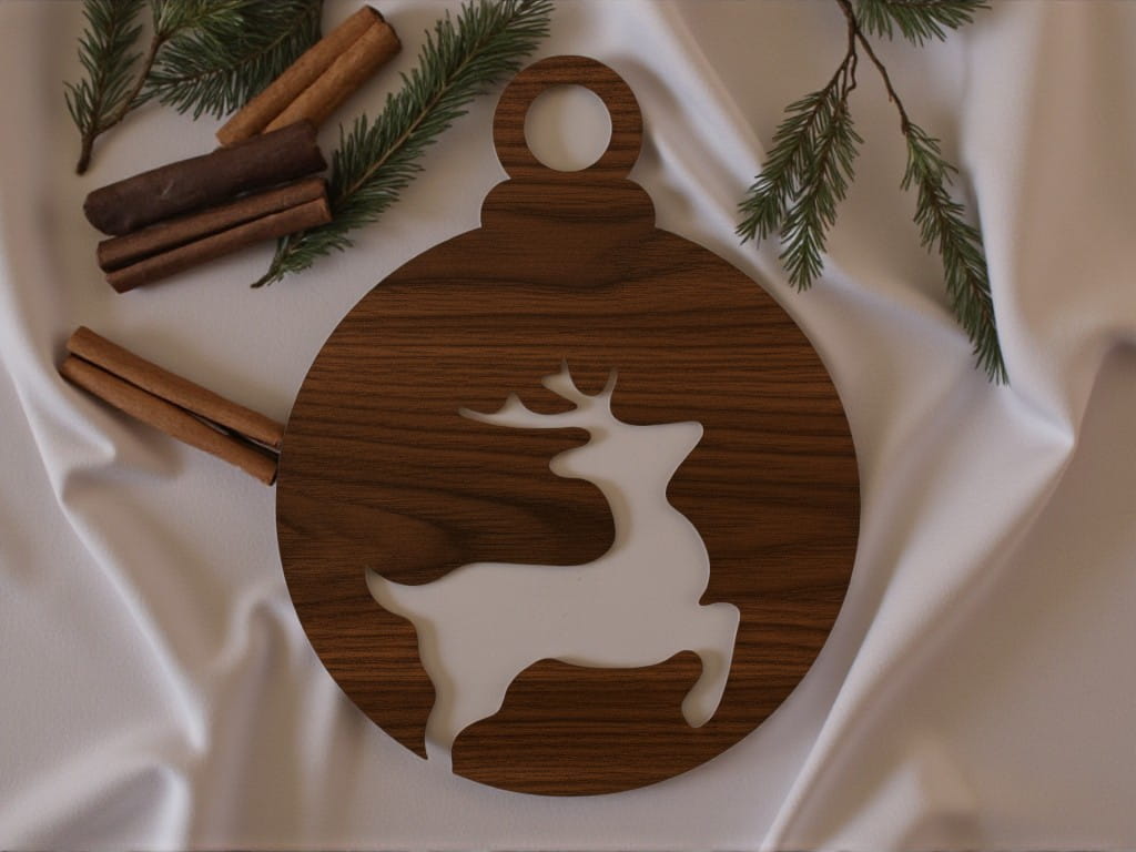 Laser Cut Deer Cutout Christmas Ornament