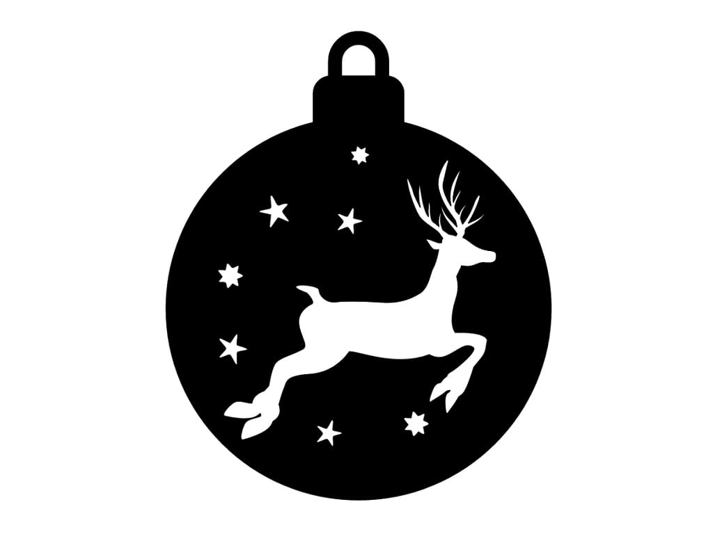 Laser Cut Reindeer with Stars Christmas Bauble