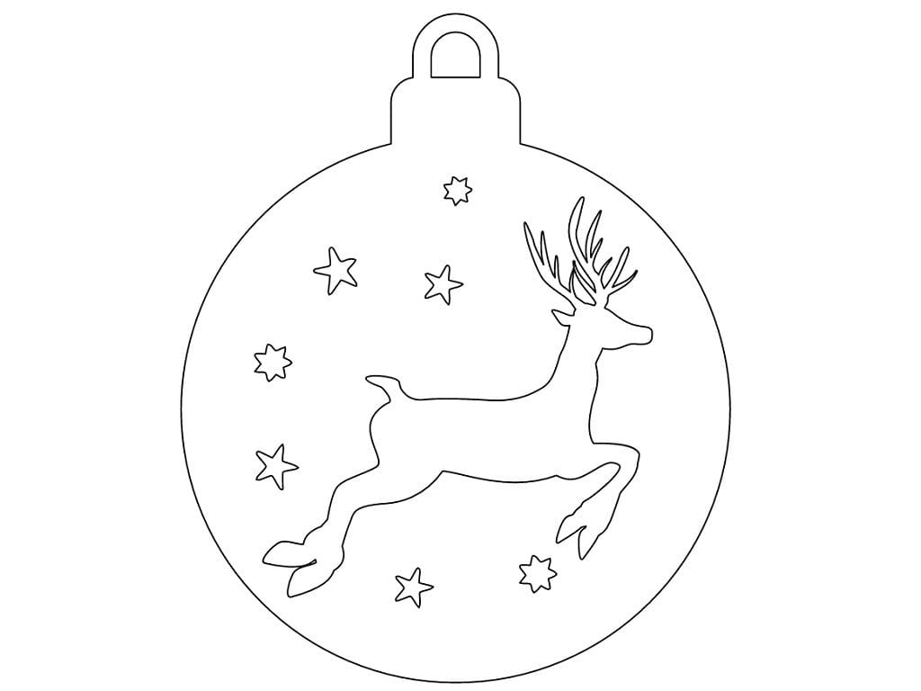 Laser Cut Reindeer with Stars Christmas Bauble