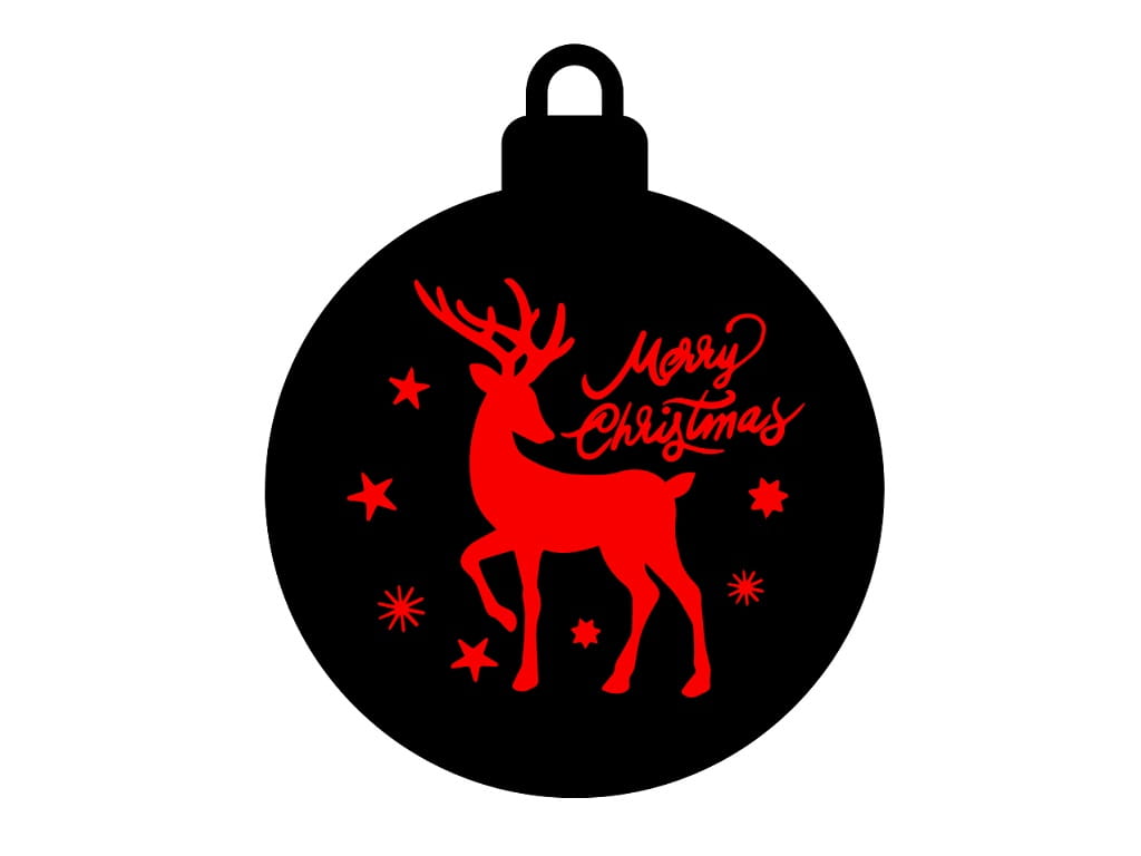 Laser Cut Engraved Merry Christmas Reindeer Ornament