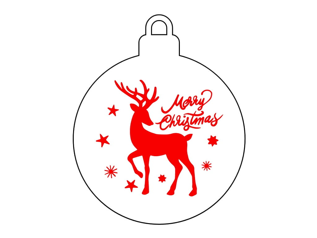 Laser Cut Engraved Merry Christmas Reindeer Ornament