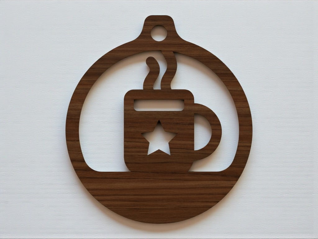 Laser Cut Coffee Cup Christmas Tree Ornament
