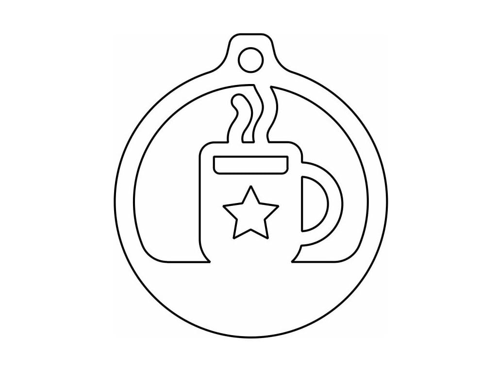 Laser Cut Coffee Cup Christmas Tree Ornament