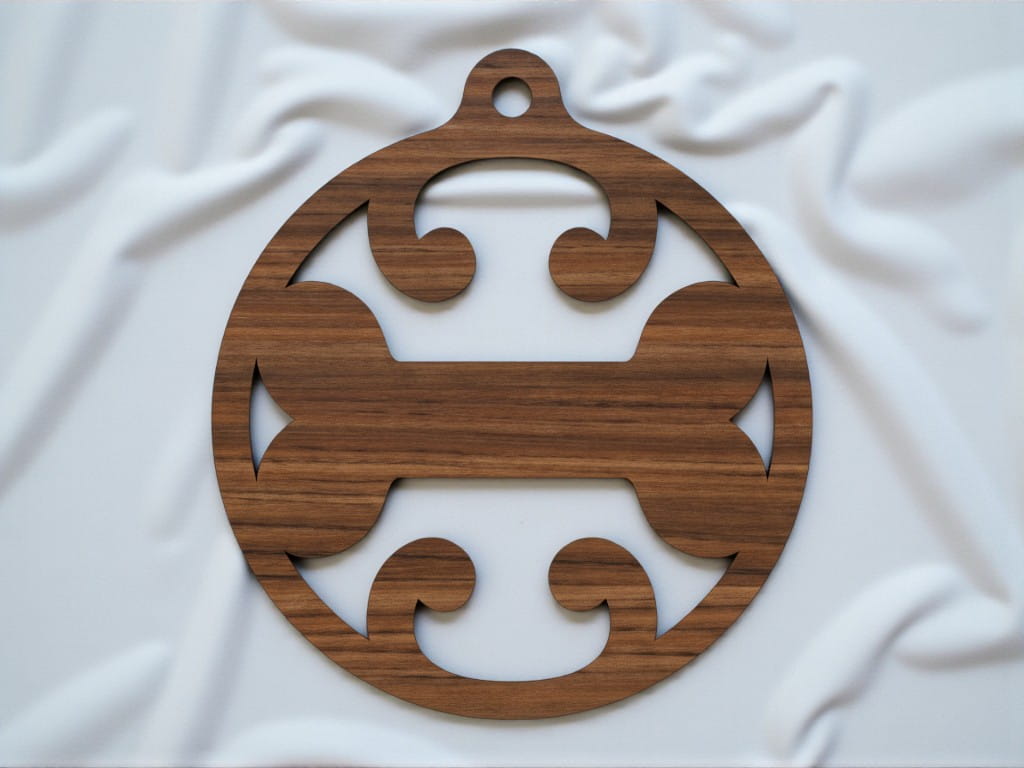 Laser Cut Dog Bone Christmas Ornament