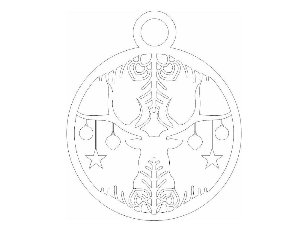 Laser Cut Intricate Reindeer Christmas Tree Ornament