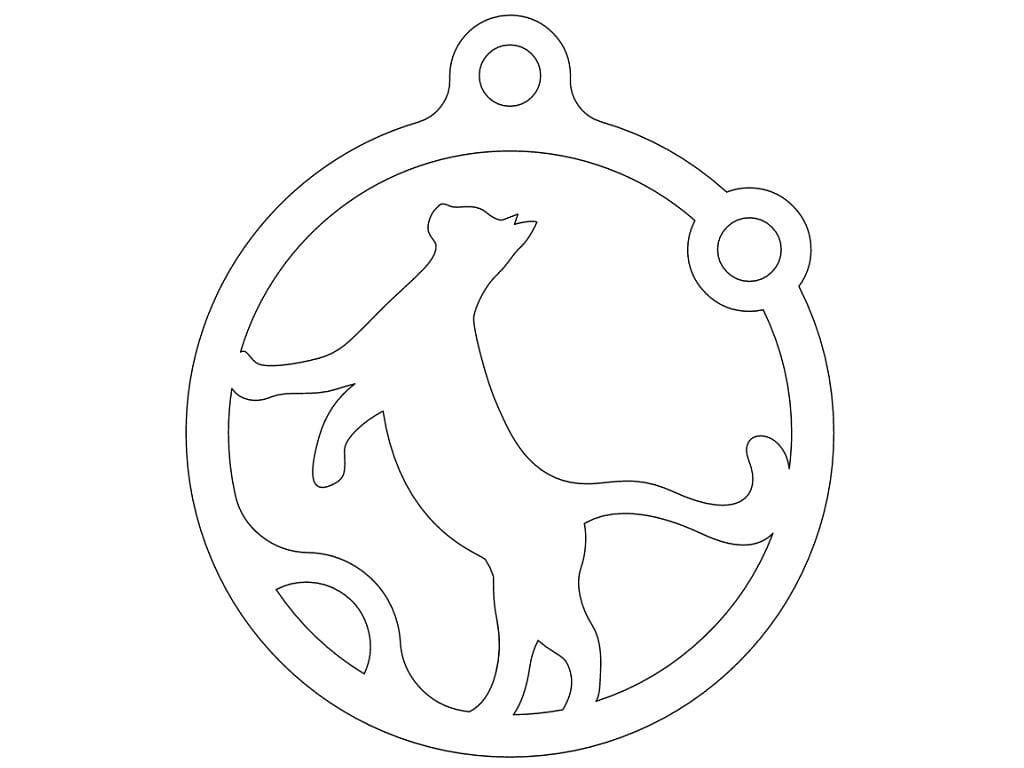 Laser Cut Cat Christmas Hanging Ornament