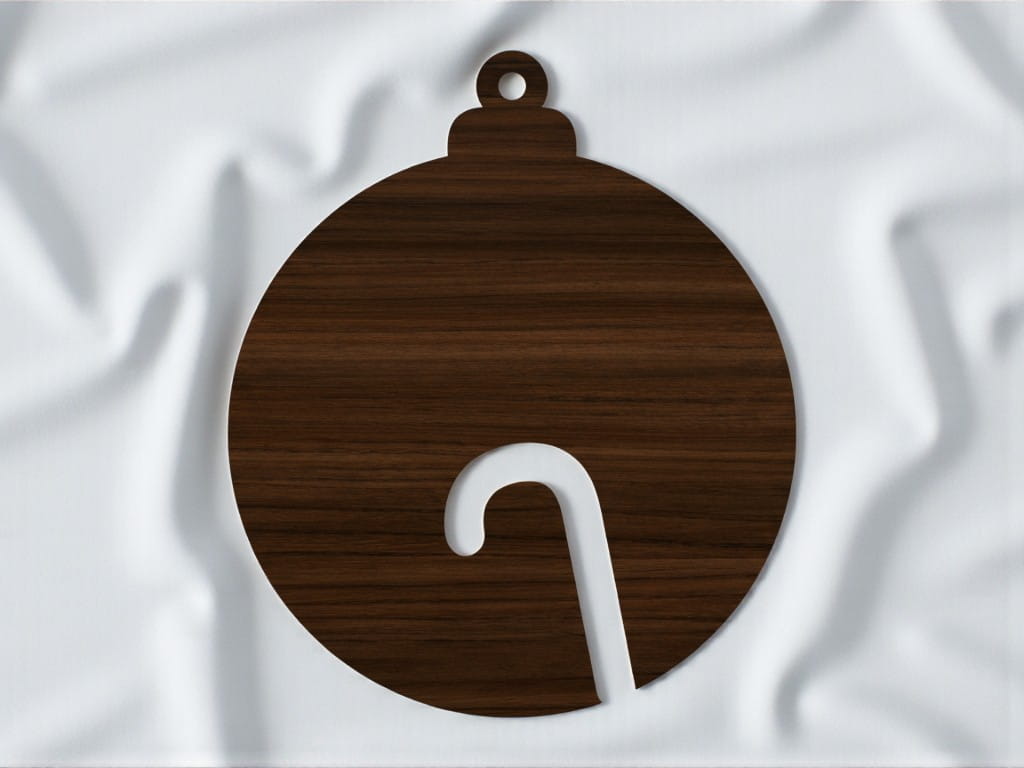 Laser Cut Christmas Tree Ornament with Candy Cane Cutout