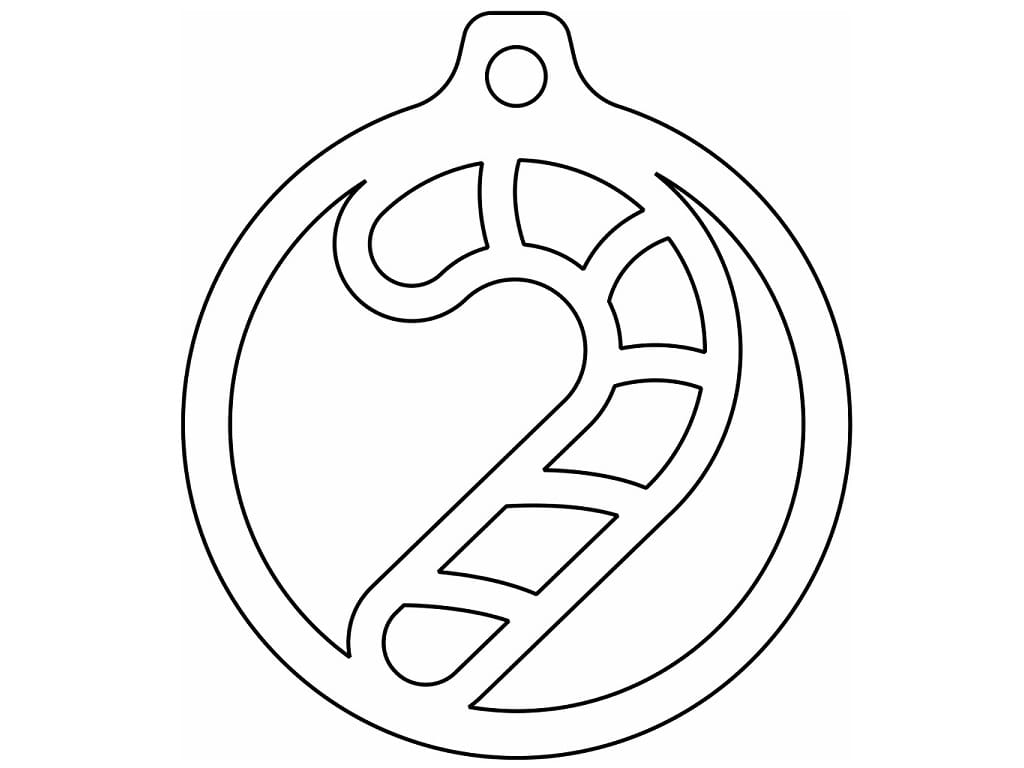 Laser Cut Christmas Candy Cane Hanging Bauble