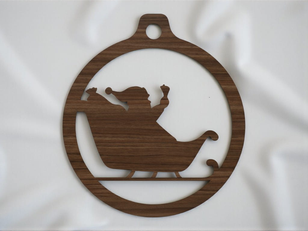 Laser Cut Santa Claus Sleigh Christmas Bauble