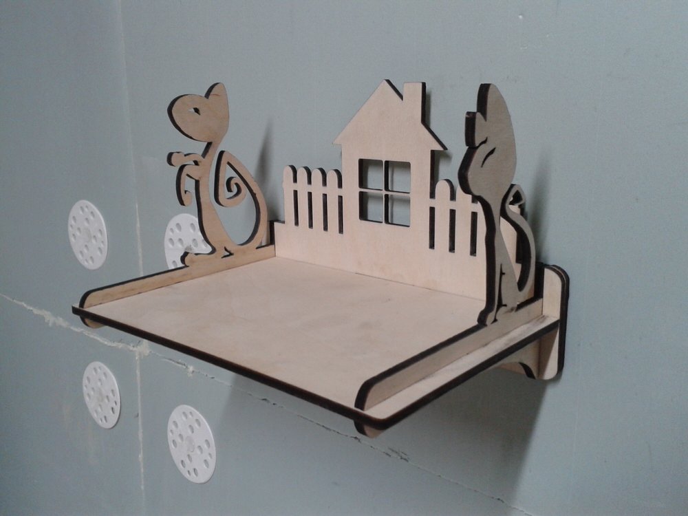 Laser Cut Wooden House Wall Shelf