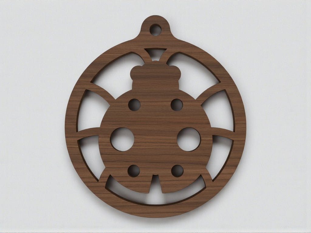 Laser Cut Ladybug Christmas Tree Ornament