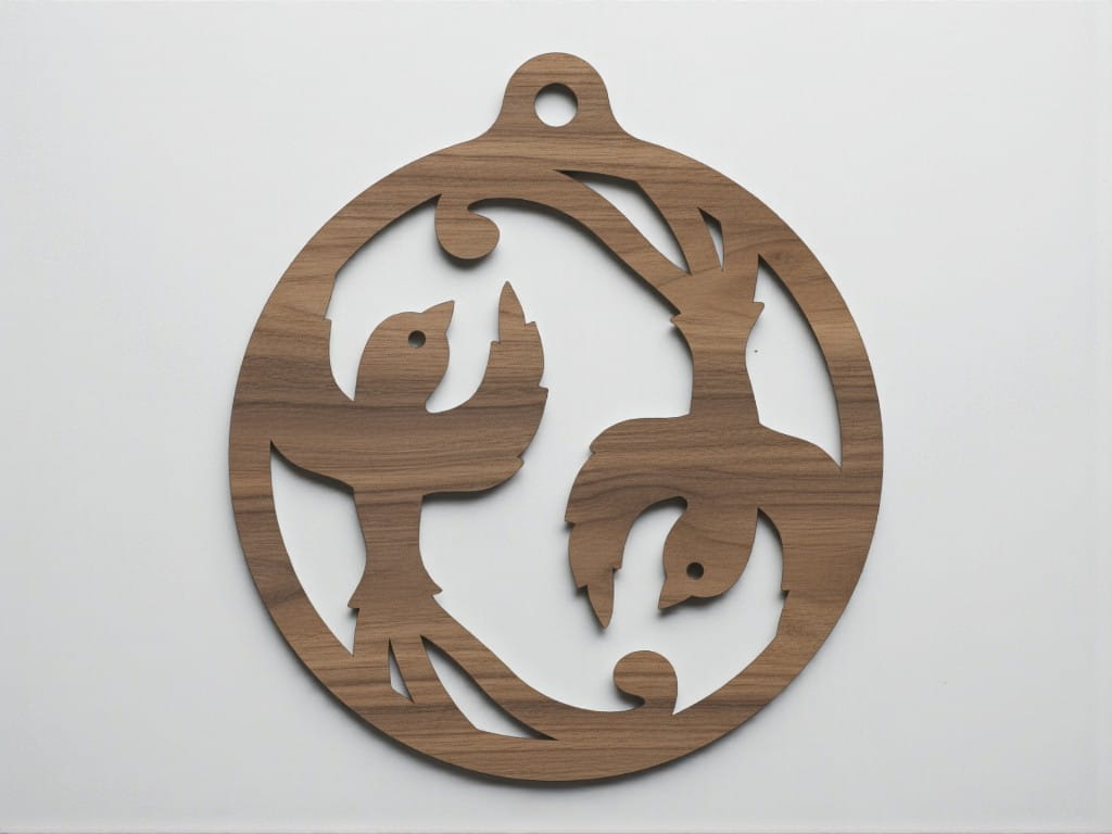 Laser Cut Yin Yang Birds Christmas Tree Ornament