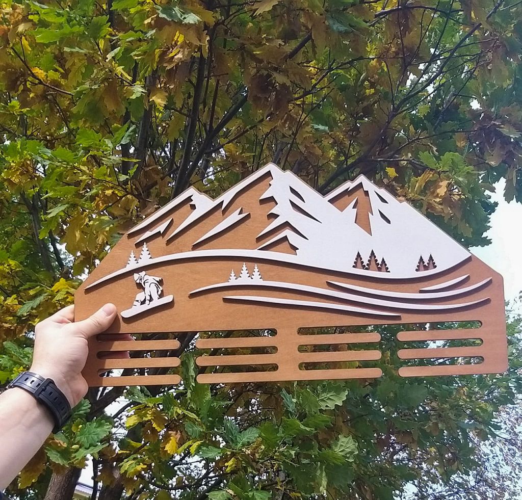 Laser Cut Skiing Medal Hanger Display