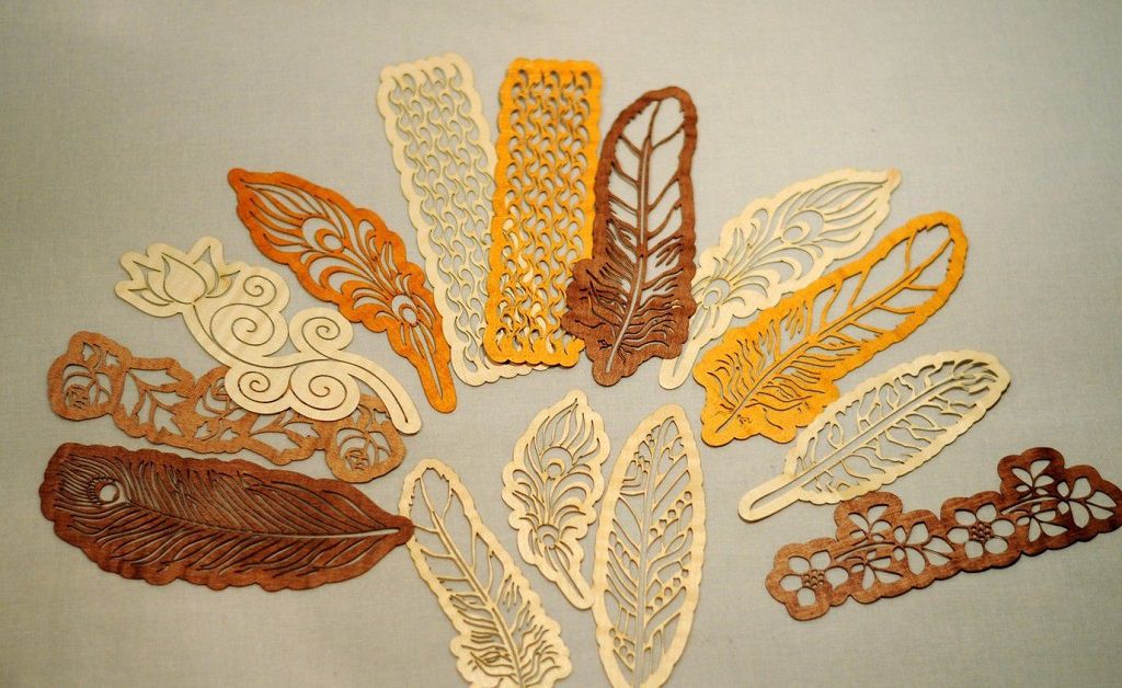 Laser Cut Wooden Feather Bookmark