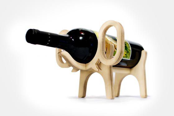 Laser Cut Wooden Elephant Wine Bottle Holder