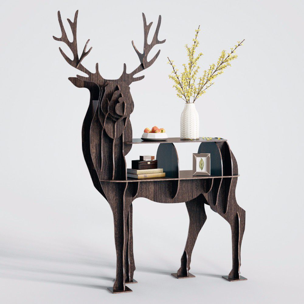 Laser Cut Book Shelf Stand Organizer Deer Shape Book Rack