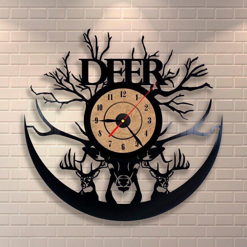 Laser Cut Deer Vinyl Record Wall Clock