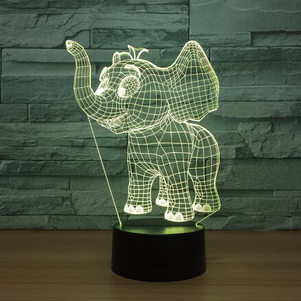Laser Cut Baby Elephant Acrylic Night Light 3D Illusion Lamp