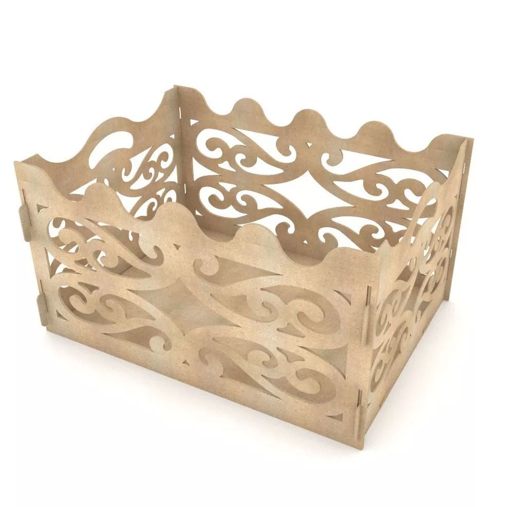 Laser Cut Wooden Storage Basket