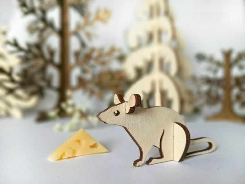 Laser Cut Mouse 3D Puzzle Wood Model