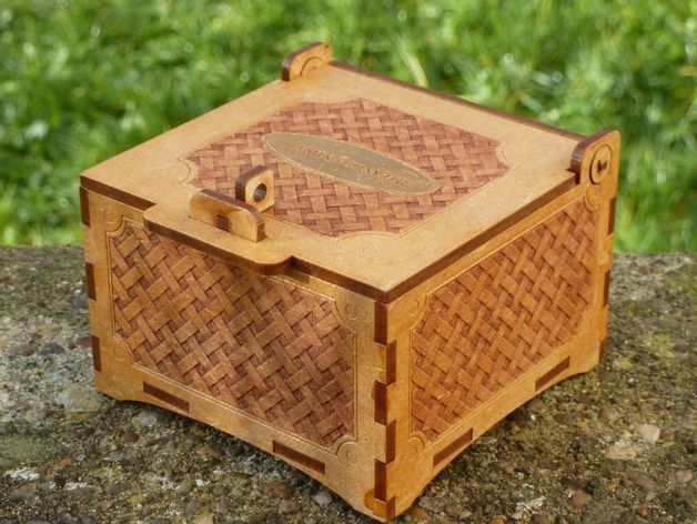 Laser Cut Engraved Wooden Box With Lid and Lock