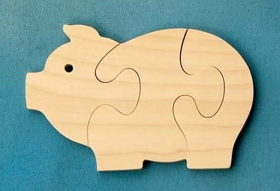 Laser Cut Wooden Pig Jigsaw Puzzle