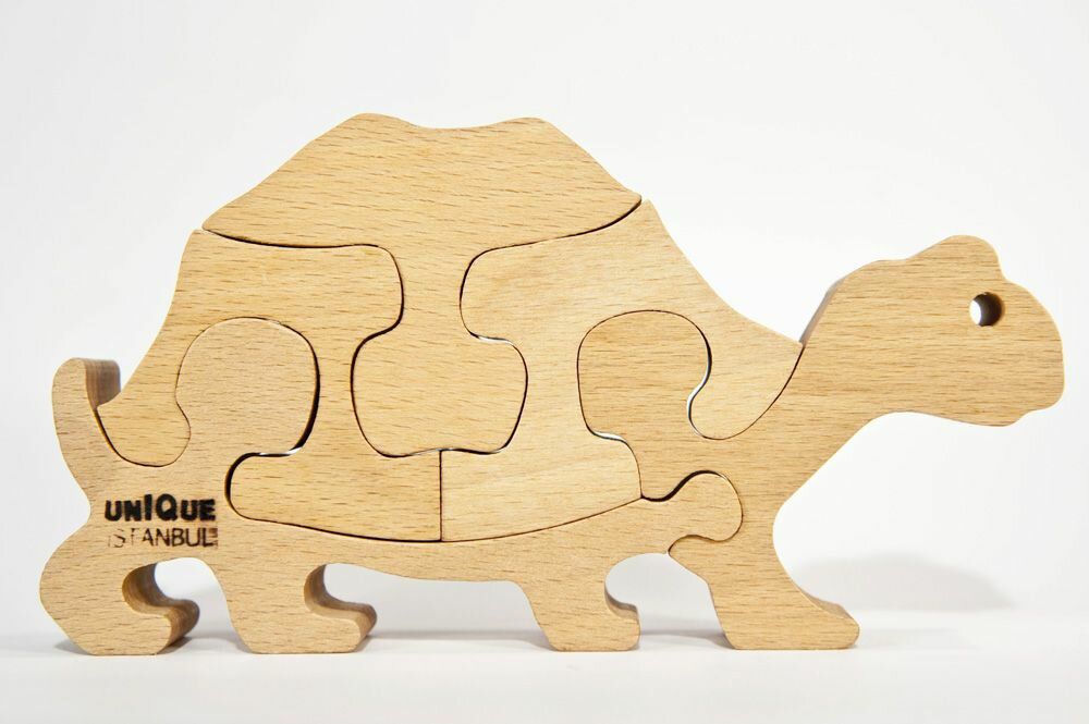 Laser Cut Wooden Turtle Jigsaw Puzzle Toy for Kids