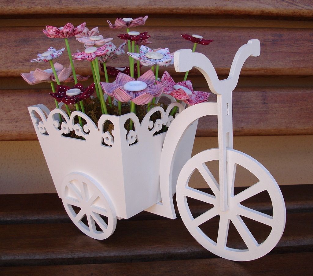 Laser Cut Wooden Tricycle Flower Basket