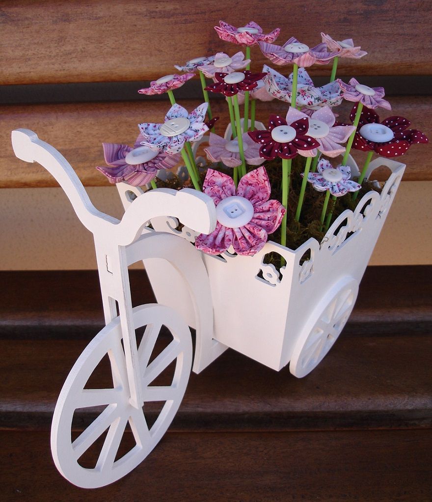 Laser Cut Wooden Tricycle Flower Basket