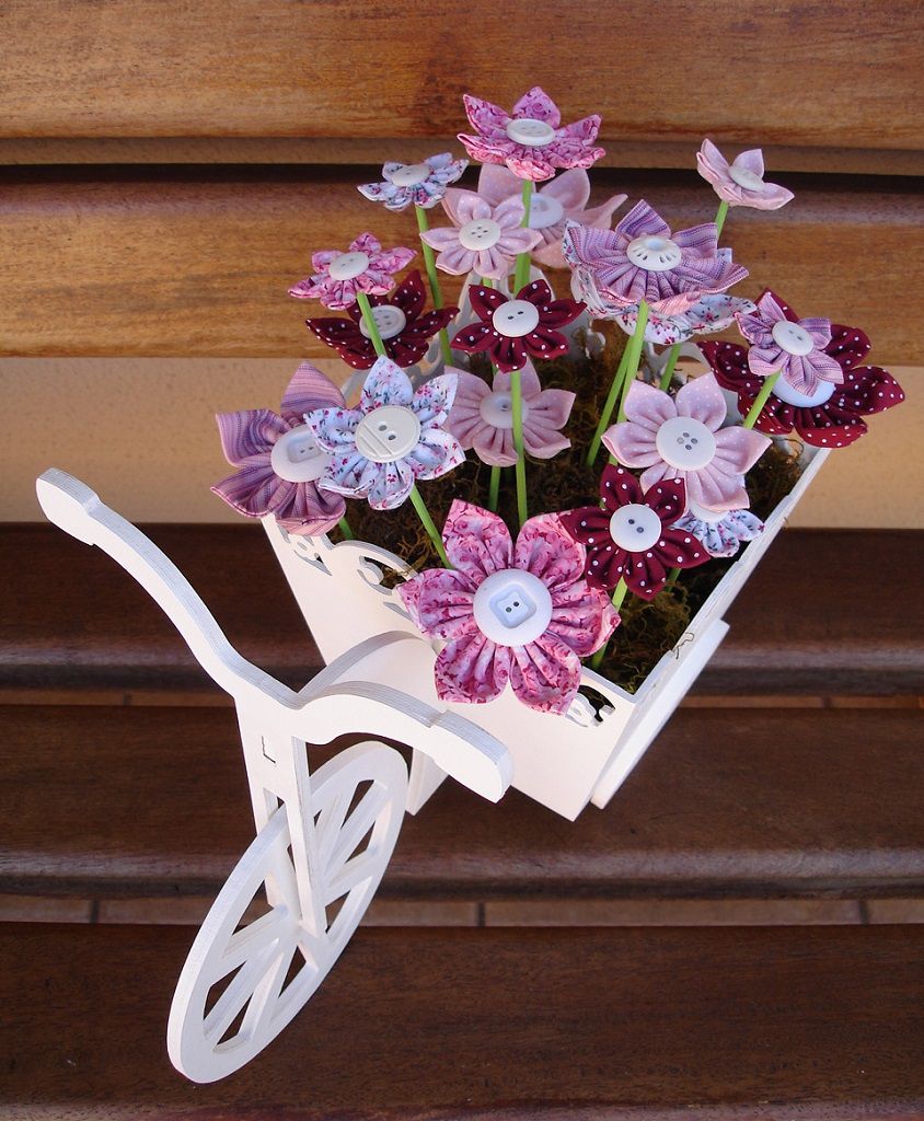 Laser Cut Wooden Tricycle Flower Basket