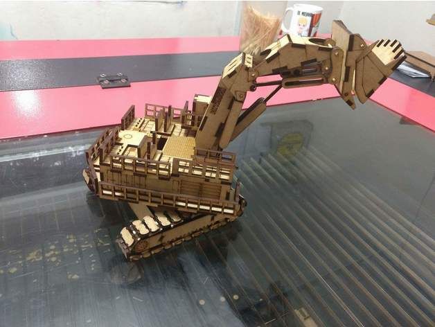 Laser Cut Hitachi Excavator 3D Wood Model