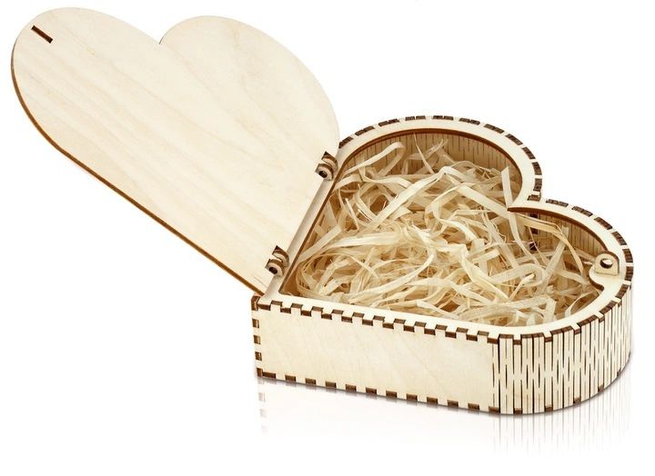 Laser Cut Heart Shaped Wooden Jewelry Box