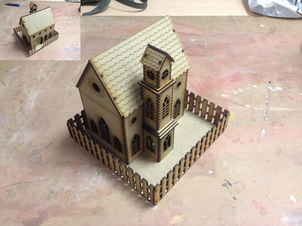 Laser Cut Church 3D Wood Model